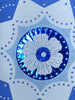 Blank Blue Star and Flower Design