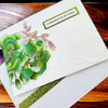 Minimalist Embossed Congratulations Floral Greeting Card in Green, Lilac and White with Sparklers for All Occasions