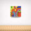 Bold, Colorful Painting Geometric Bright Abstract Wall Decor, Primary Colors