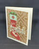 Joyful Christmas Card with Stocking in Red, Beige, Green, Gold and White for Family Friends and Loved Ones