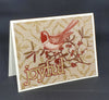 Joyful Christmas Holiday Card with Bird in Red, Beige, Gold and White for Family, Friends, and Loved Ones Celebrating the Holidays