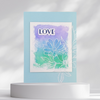 Love Greeting Card with Glitter Watercolor and Florals for Friends, Family and Loved Ones
