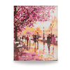 Bridge in Rain (Paint by Number) Framed Painting in Shade of Pink and Orange