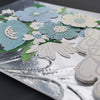 Happy Anniversary Card with Laser Cut Flowers on Silver Metallic Paper, Floral Anniversary Card