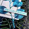 Hello Friend Foil Leaves on Black Card