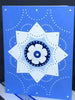 Blank Blue Star and Flower Design Handmade Greeting Card