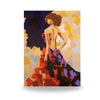 Abstract Spanish Lady Silhouette, Dancing in a Red and Purple Ball Gown, Handmade Acrylic Painting