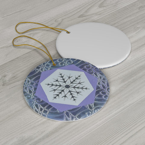 Metallic Snowflake Ceramic Ornament