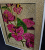 Floral Greeting Card, Stained Glass Effect with a Sparkly Gold Background for All Occasions, Handmade Art