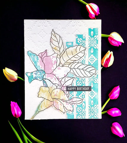 Happy Birthday Handmade Greeting Card with Watercolor Florals in Pastel Colors for All Ages
