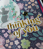 Thinking of You Greeting Card, Miss You Card with Mouse a Lilac Florals
