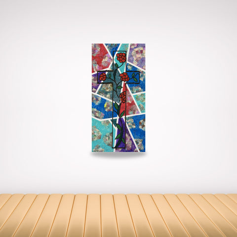 Stained Glass Cross Painting of Love and Faith, Religious Wall Art, Home Decor