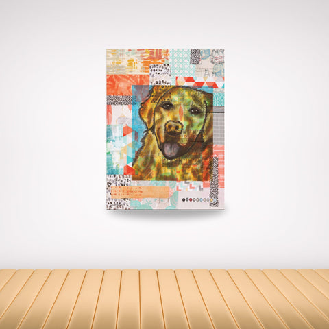 The Dog, Golden Retriever, Abstract Mixed Media Painting, Man's Best Friend