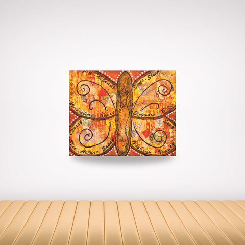 She is Becoming Painting with Abstract Butterfly Symbolism, Framed, Wall Decor